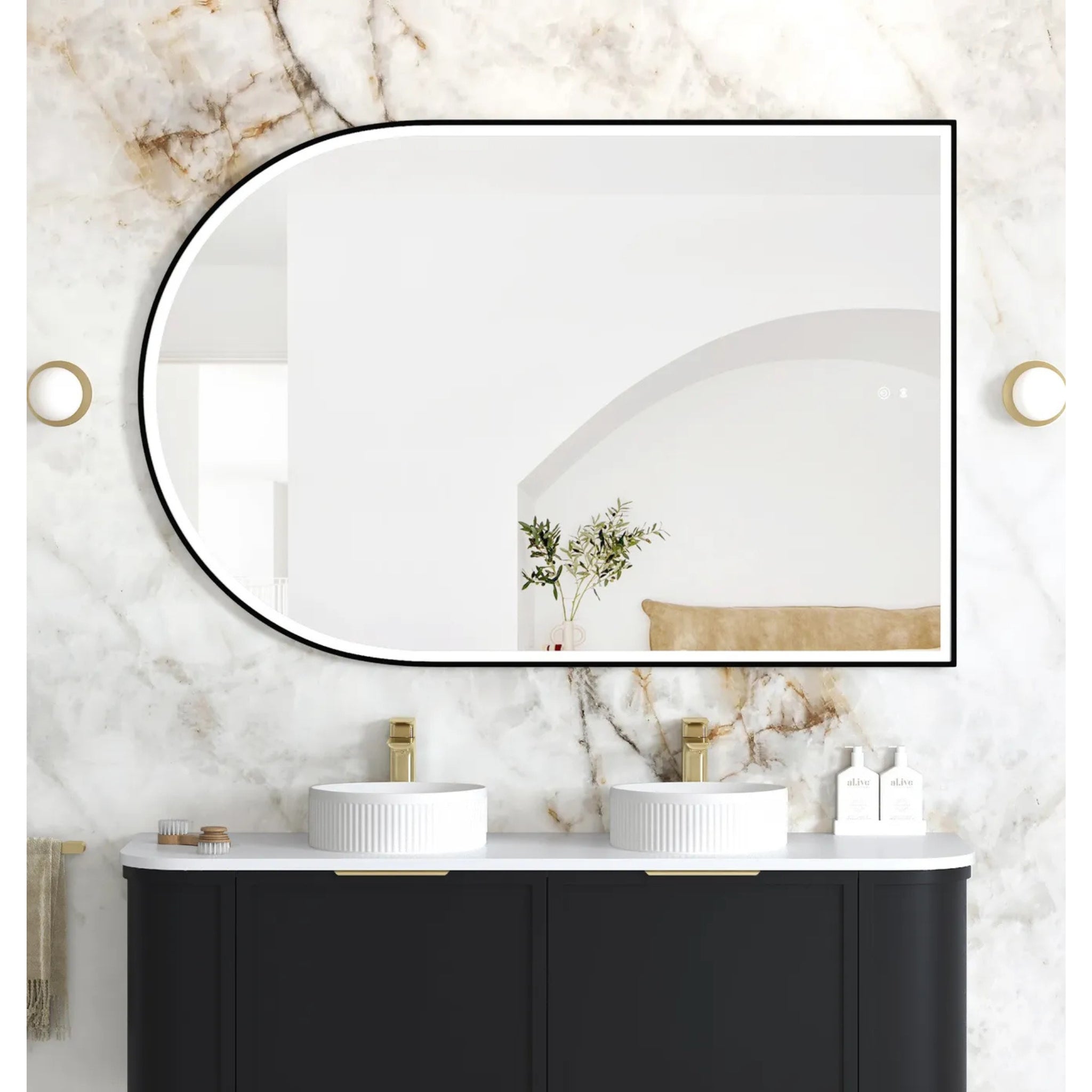 OTTI ARCHIE METAL FRAMED LED MIRROR BLACK 1000X1500MM
