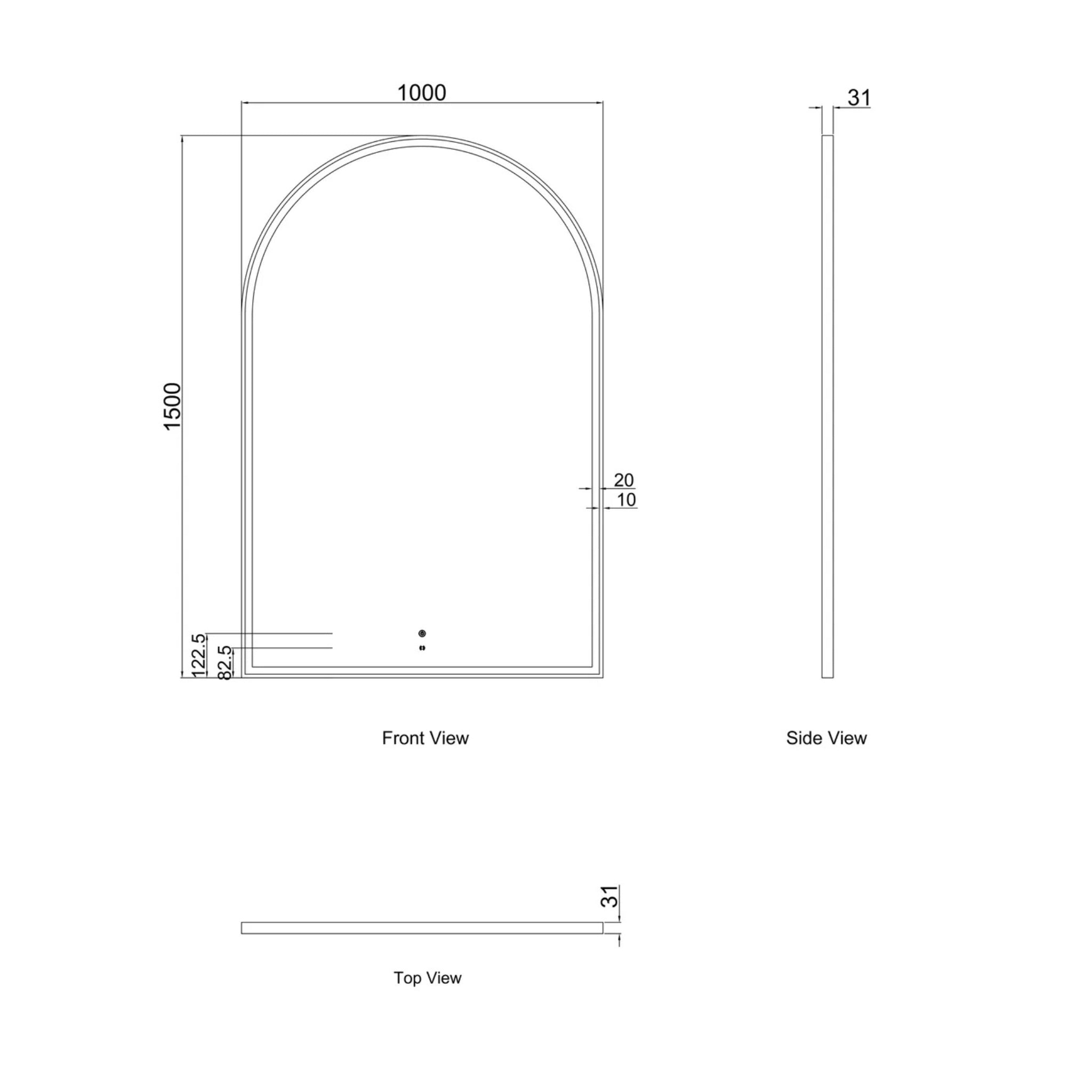 OTTI ARCHIE METAL FRAMED LED MIRROR WHITE 1000X1500MM