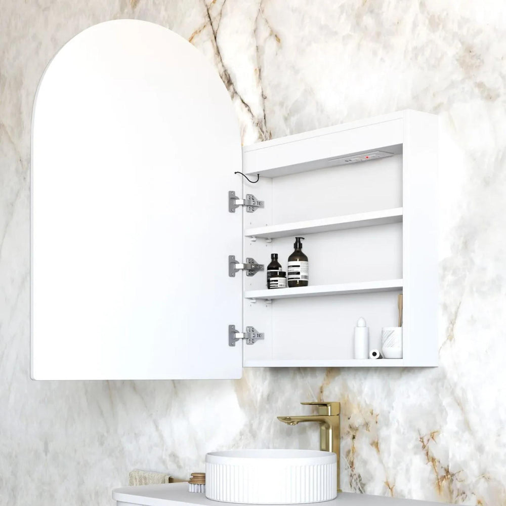 OTTI ARCHIE MATTE WHITE LED SHAVING CABINET WITH POWERPOINT 600X900MM