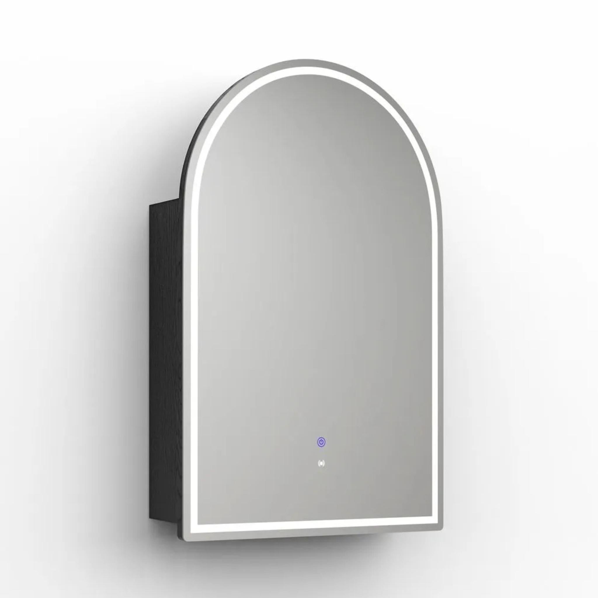 OTTI ARCHIE BLACK OAK LED SHAVING CABINET WITH POWERPOINT 600X900MM