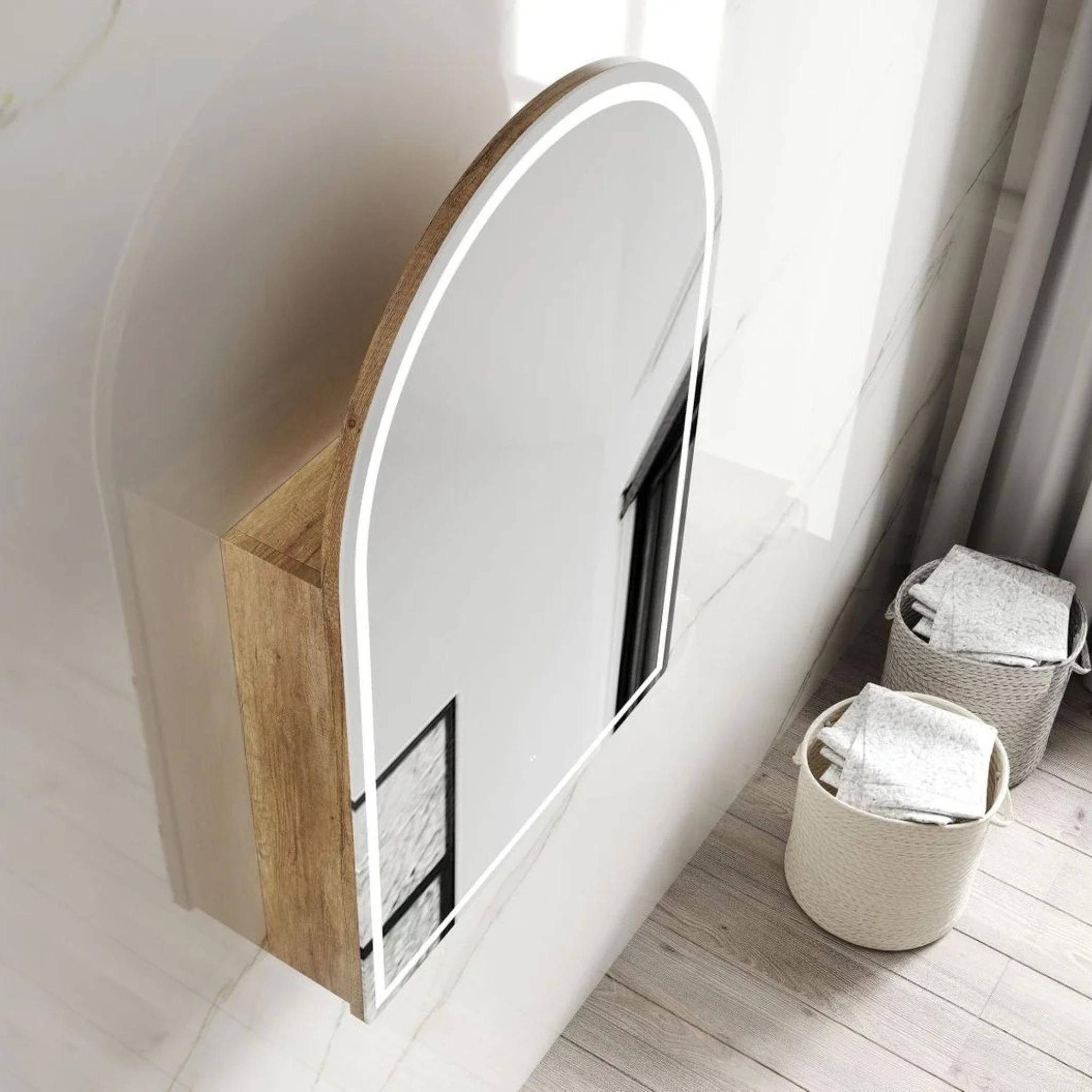 OTTI ARCHIE NATURAL OAK LED SHAVING CABINET WITH POWERPOINT 600X900MM