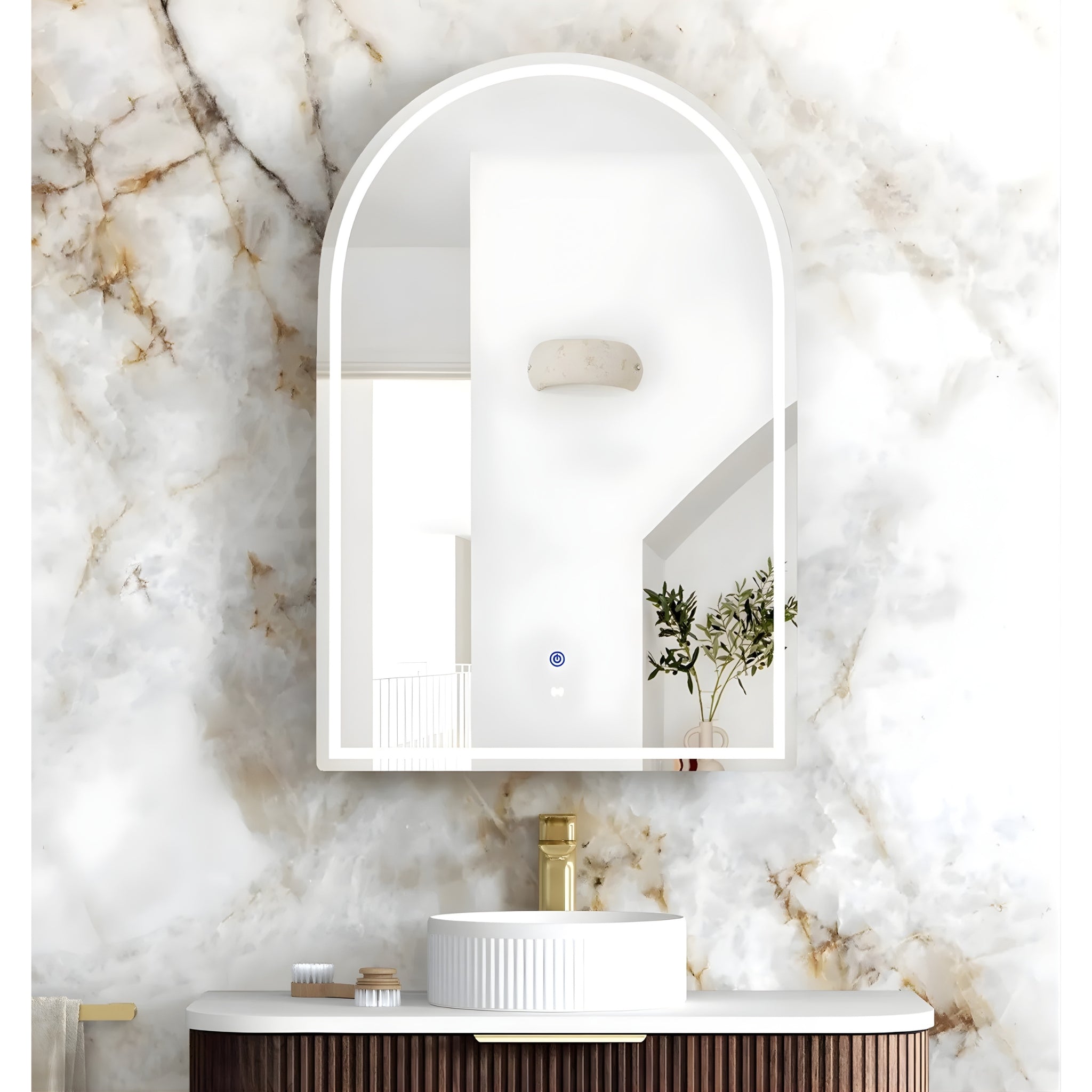 OTTI ARCHIE SABLE WALNUT LED SHAVING CABINET WITH POWERPOINT 600X900MM