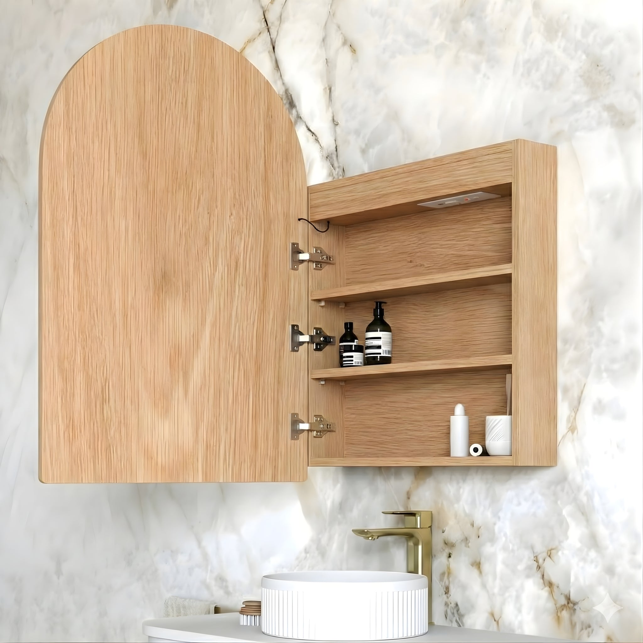 OTTI ARCHIE WOODLAND OAK LED SHAVING CABINET WITH POWERPOINT 600X900MM