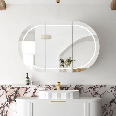 OTTI BONDI MATTE WHITE LED SHAVING CABINET WITH POWERPOINT 1200X750MM