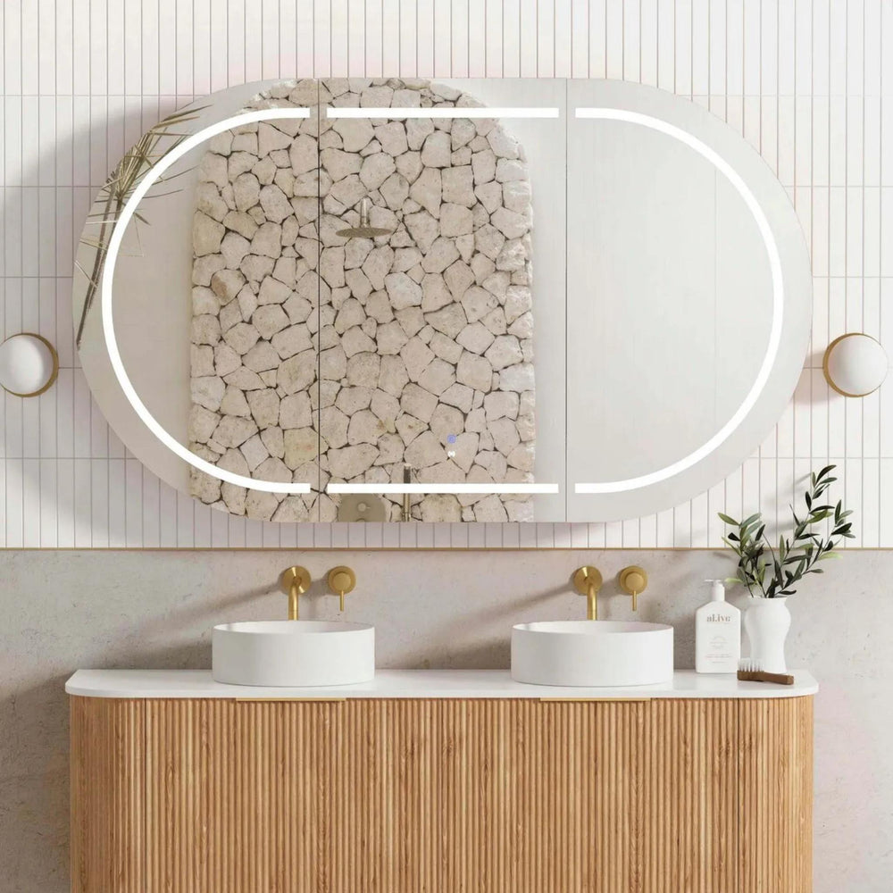 OTTI BONDI NATURAL OAK LED SHAVING CABINET WITH POWERPOINT 1500X900MM