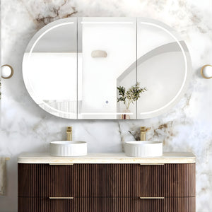 OTTI BONDI SABLE WALNUT LED SHAVING CABINET WITH POWERPOINT 1500X900MM