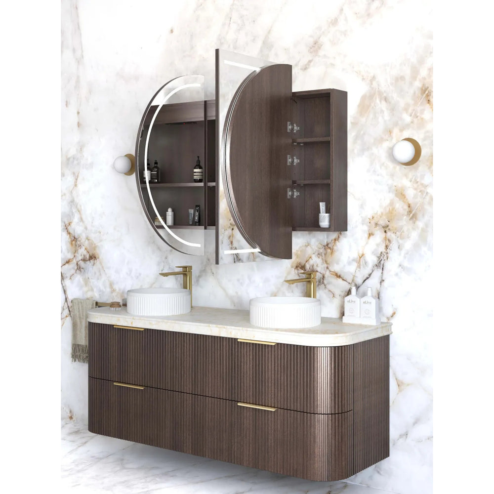 OTTI BONDI SABLE WALNUT LED SHAVING CABINET WITH POWERPOINT 3 COLOUR LIGHTS 1500X900MM