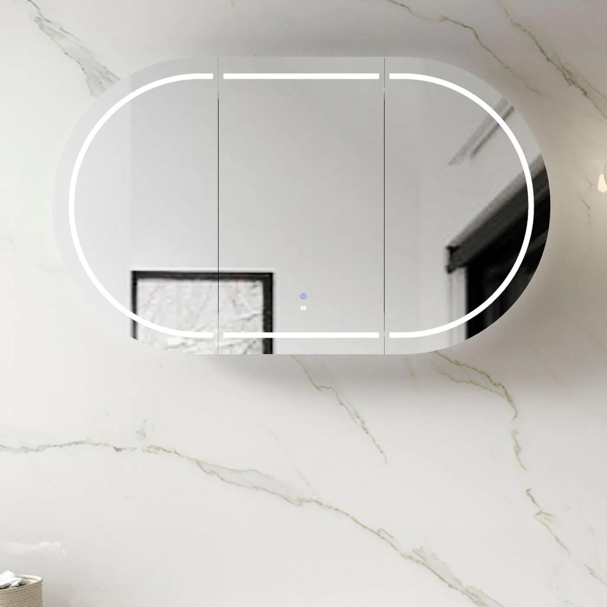OTTI BONDI MATTE WHITE LED SHAVING CABINET WITH POWERPOINT 1500X900MM