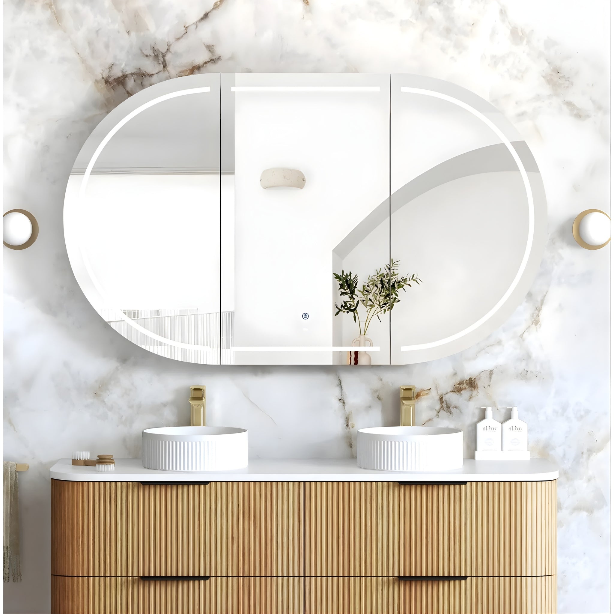 OTTI BONDI WOODLAND OAK LED SHAVING CABINET WITH POWERPOINT 1500X900MM