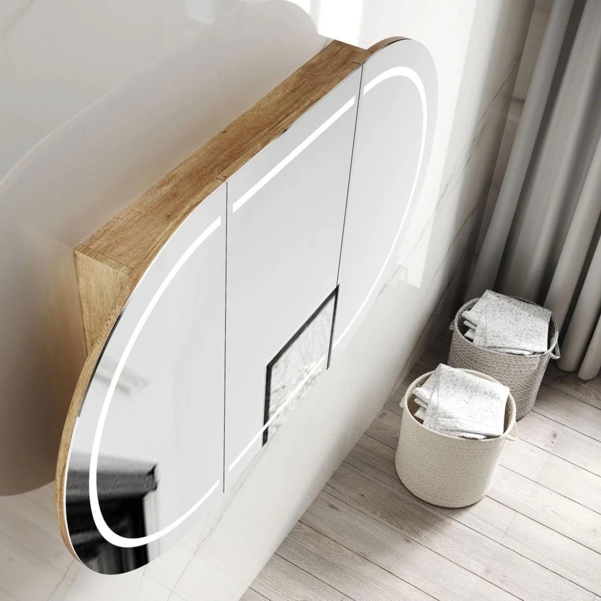 OTTI BONDI NATURAL OAK LED SHAVING CABINET WITH POWERPOINT 1800X900MM