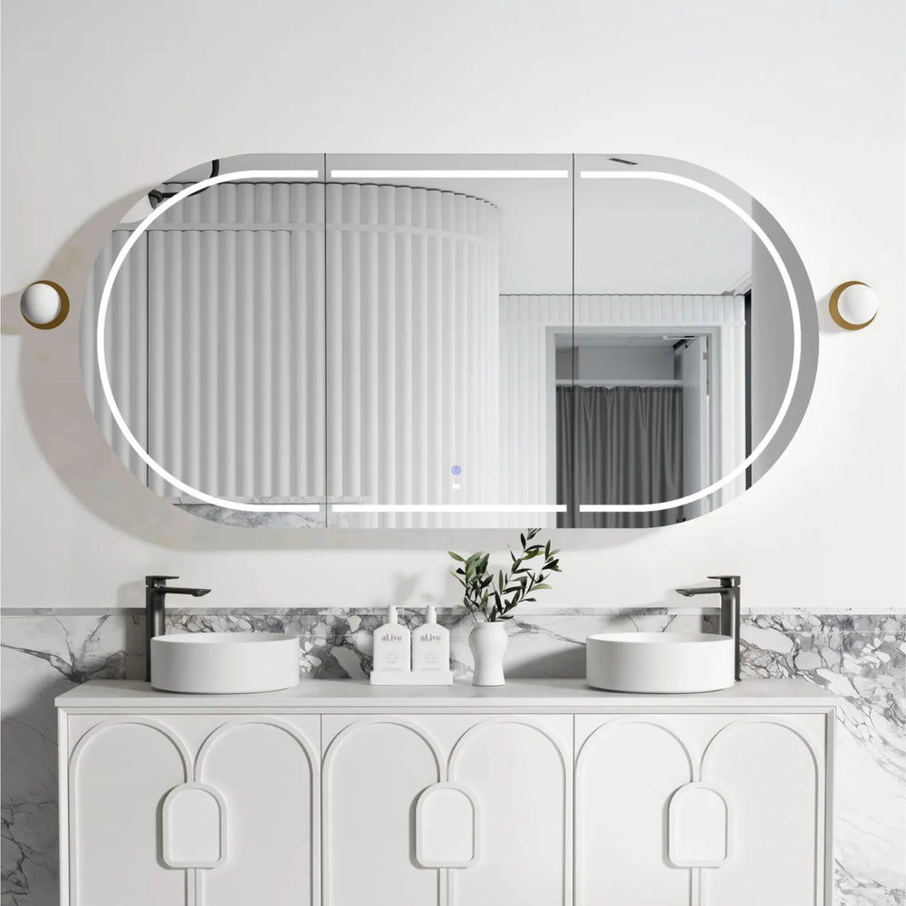 OTTI BONDI MATTE WHITE LED SHAVING CABINET WITH POWERPOINT 1800X900MM