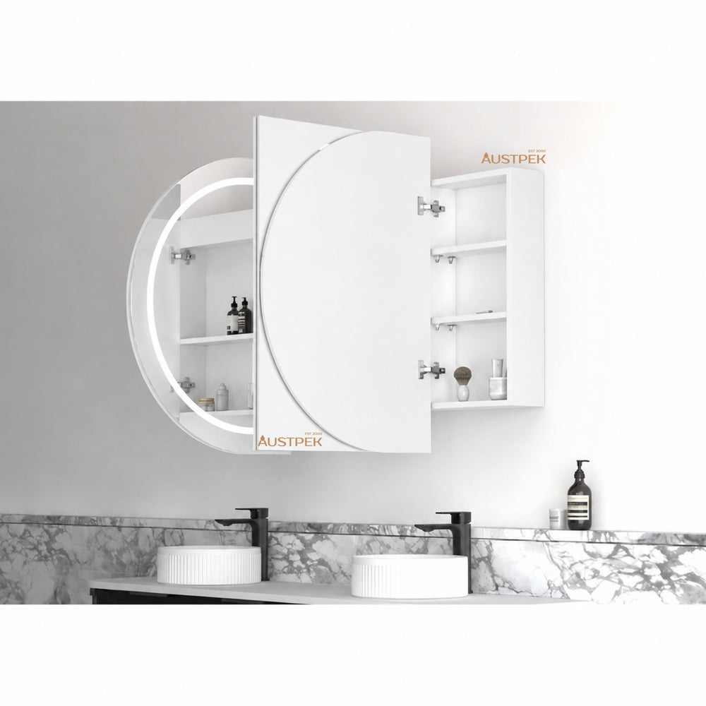 OTTI BONDI MATTE WHITE LED SHAVING CABINET WITH POWERPOINT 3 COLOUR LIGHTS 1800X900MM
