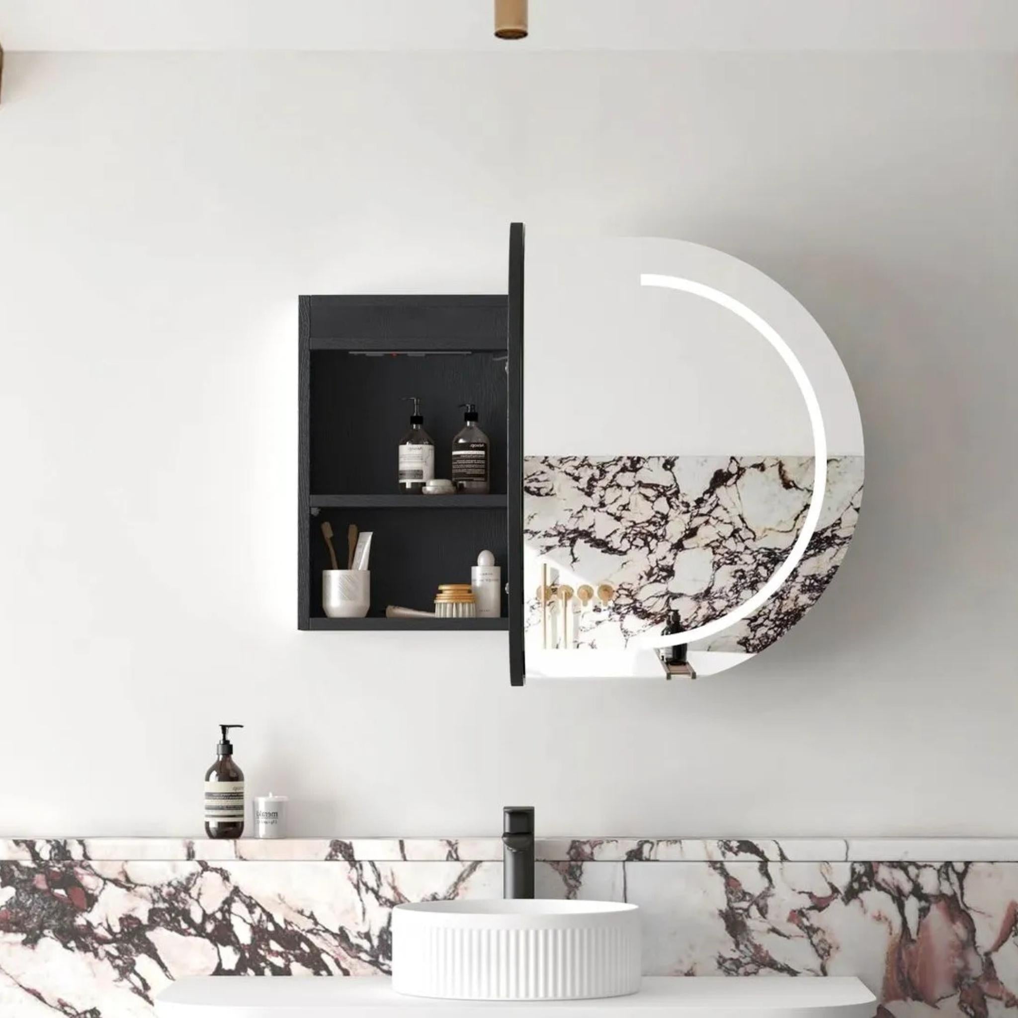 OTTI BONDI BLACK OAK LED SHAVING CABINET WITH POWERPOINT 900X600MM