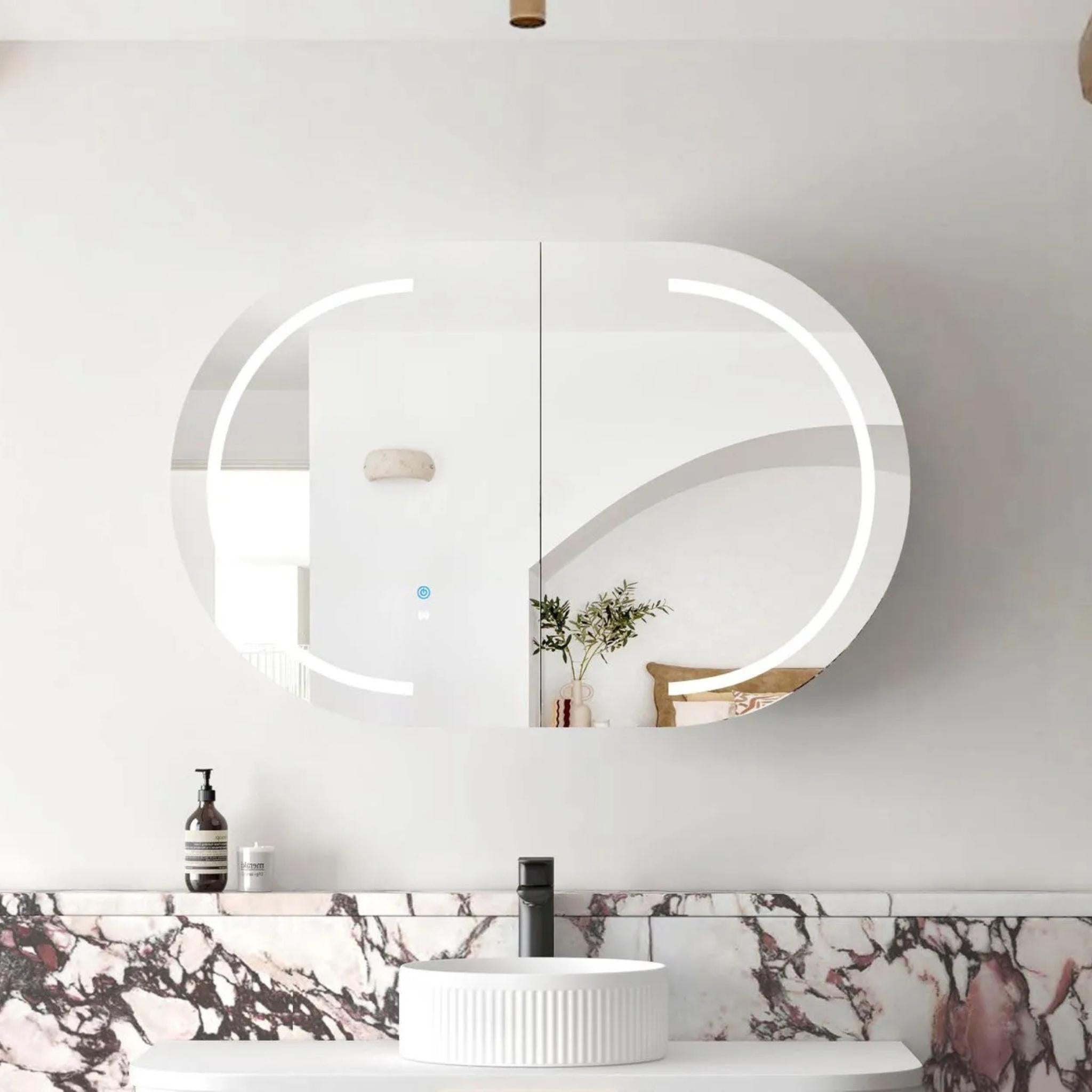 OTTI BONDI NATURAL OAK LED SHAVING CABINET WITH POWERPOINT 900X600MM