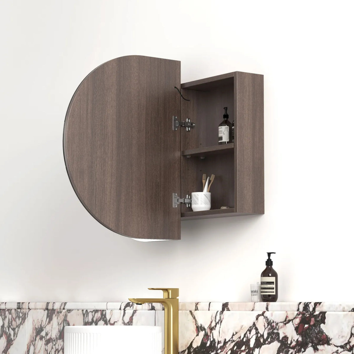 OTTI BONDI SABLE WALNUT LED SHAVING CABINET WITH POWERPOINT 3 COLOUR LIGHTS 900X600MM