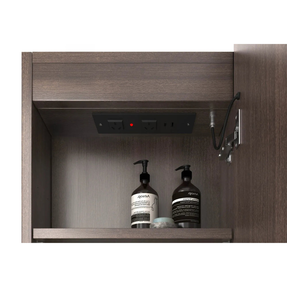 OTTI BONDI SABLE WALNUT LED SHAVING CABINET WITH POWERPOINT 3 COLOUR LIGHTS 900X600MM