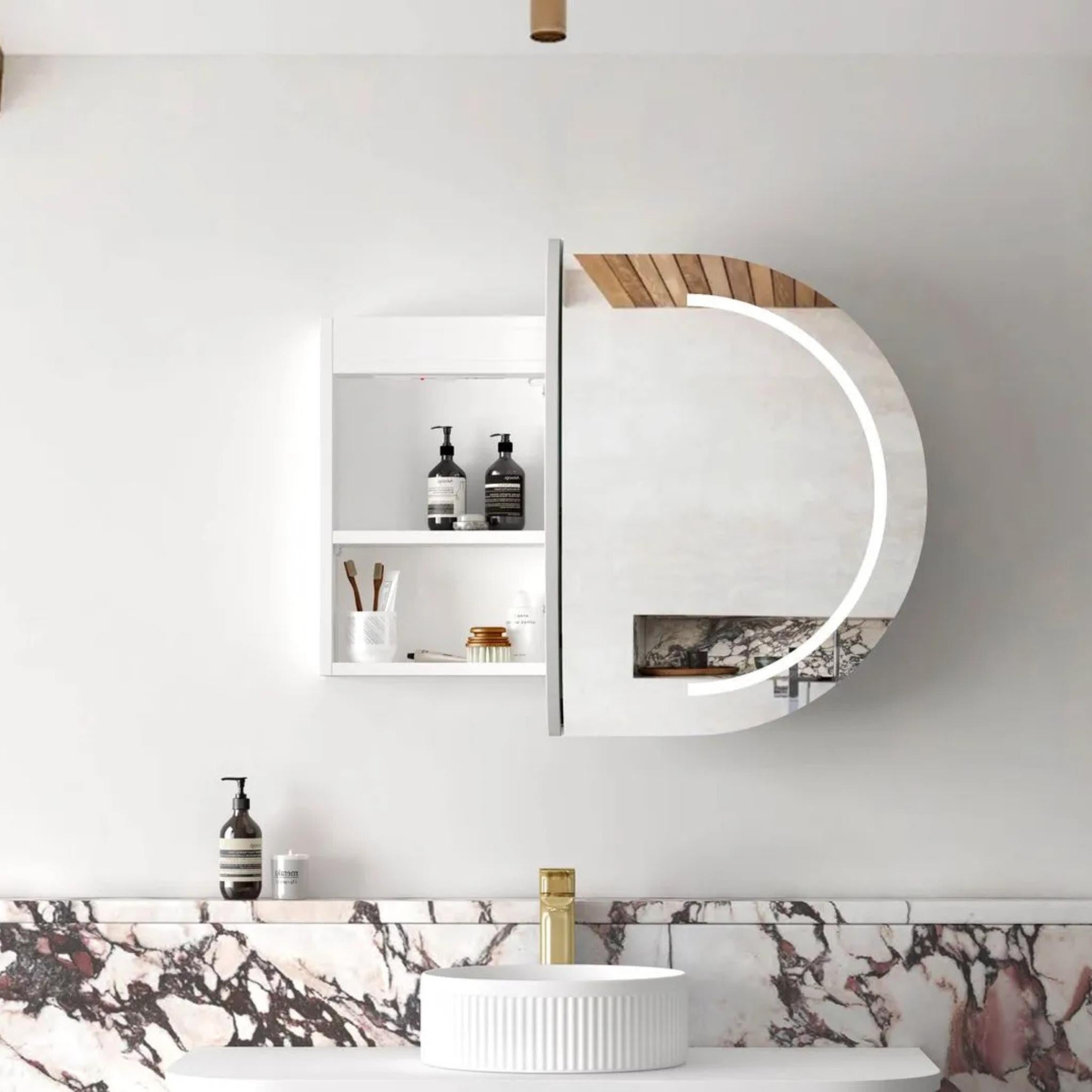 OTTI BONDI MATTE WHITE LED SHAVING CABINET WITH POWERPOINT 900X600MM