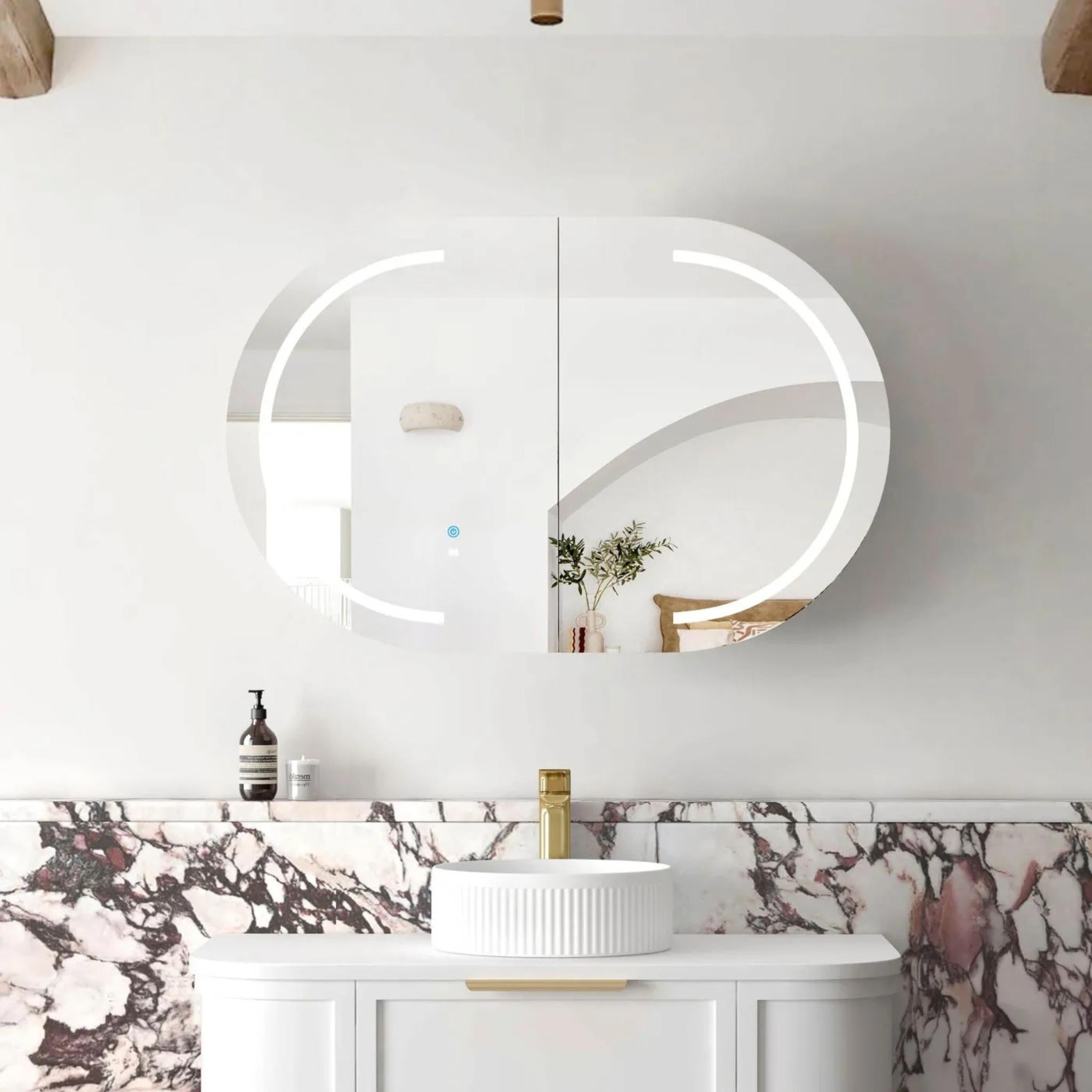 OTTI BONDI MATTE WHITE LED SHAVING CABINET WITH POWERPOINT 900X600MM