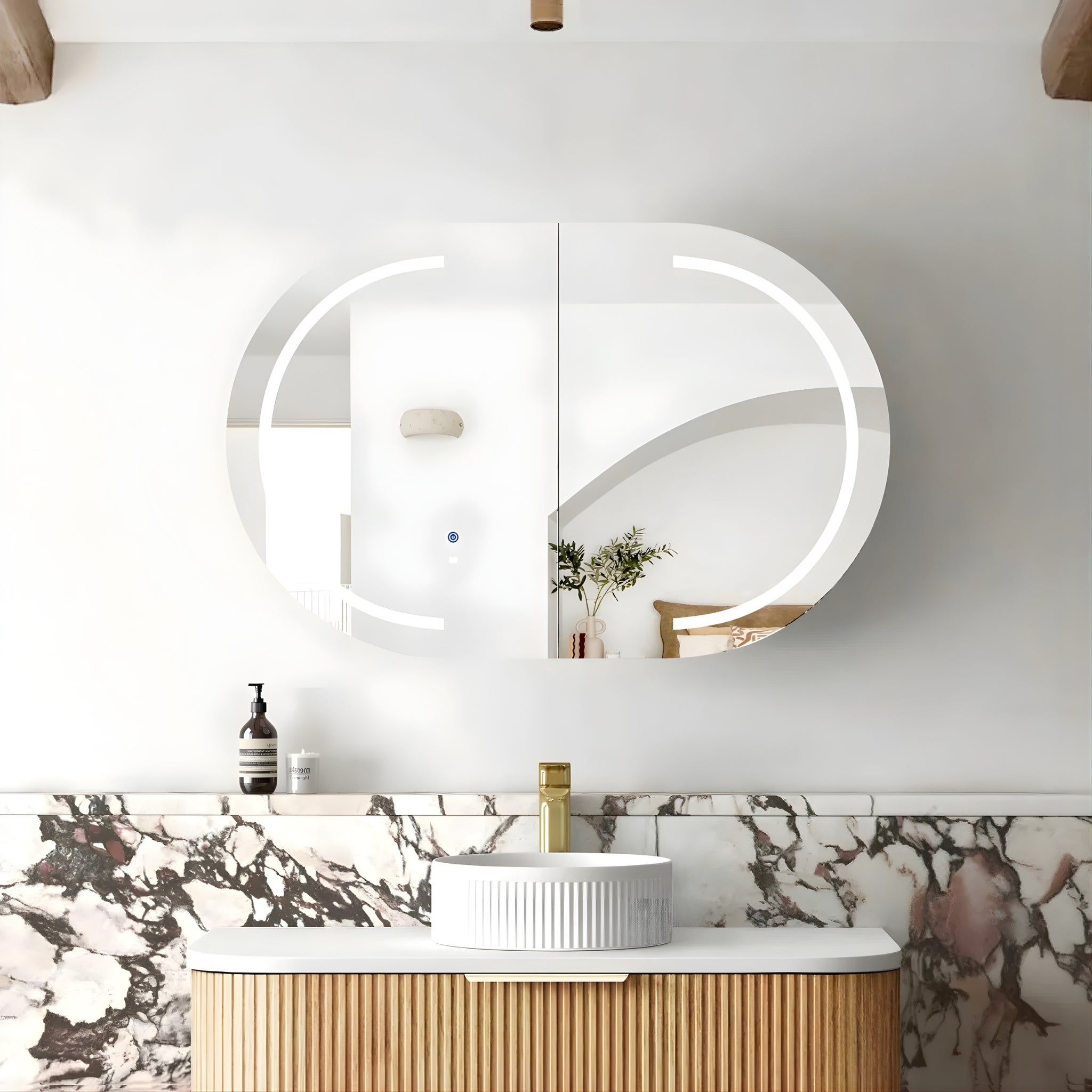 OTTI BONDI WOODLAND OAK LED SHAVING CABINET WITH POWERPOINT 900X600MM