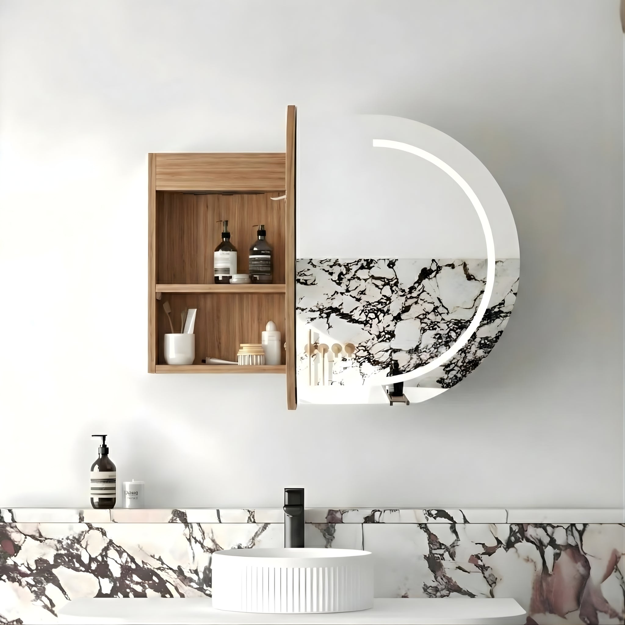 OTTI BONDI WOODLAND OAK LED SHAVING CABINET WITH POWERPOINT 900X600MM