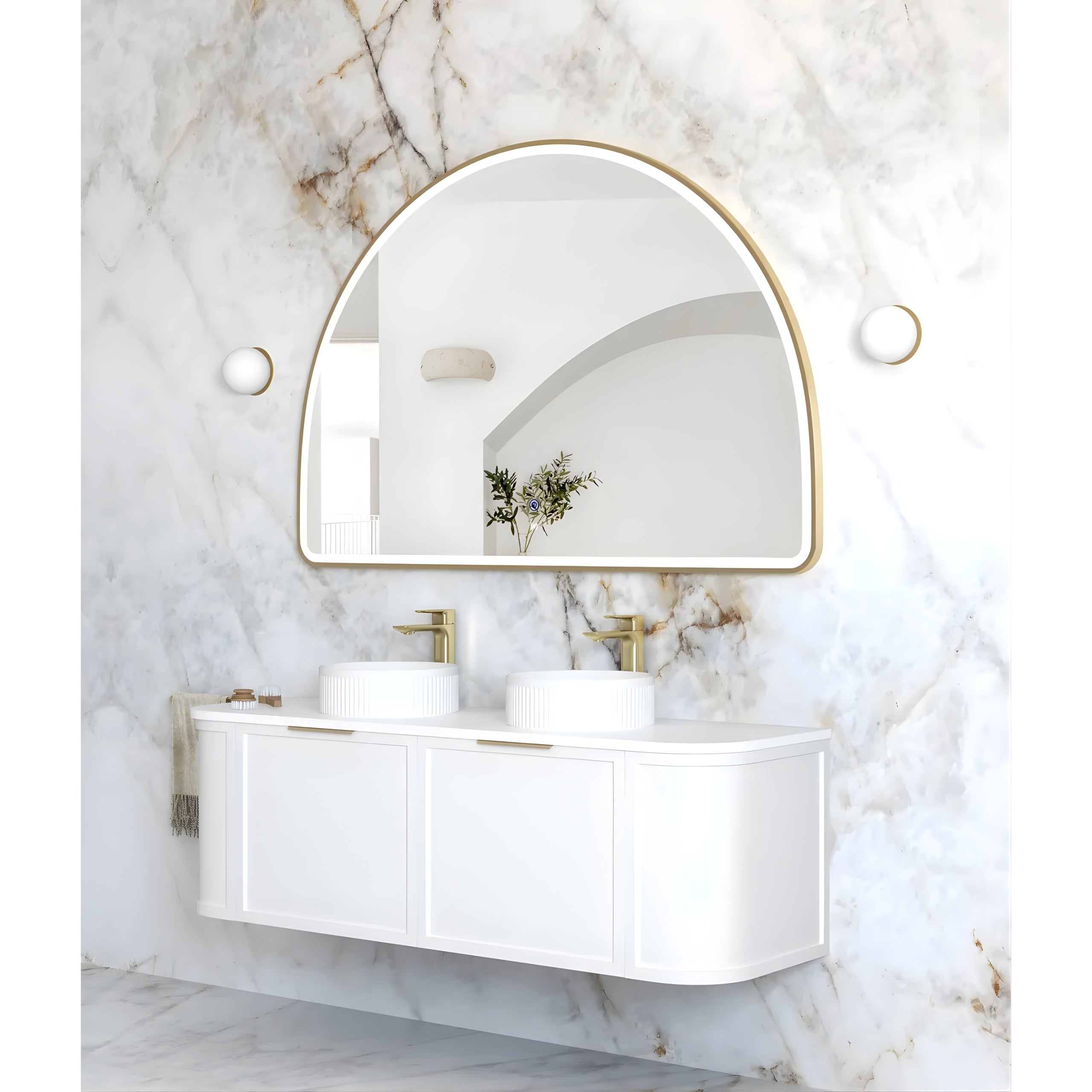 OTTI MOONLIGHT ARCHIE METAL FRAMED LED MIRROR GOLD 1500X1000MM