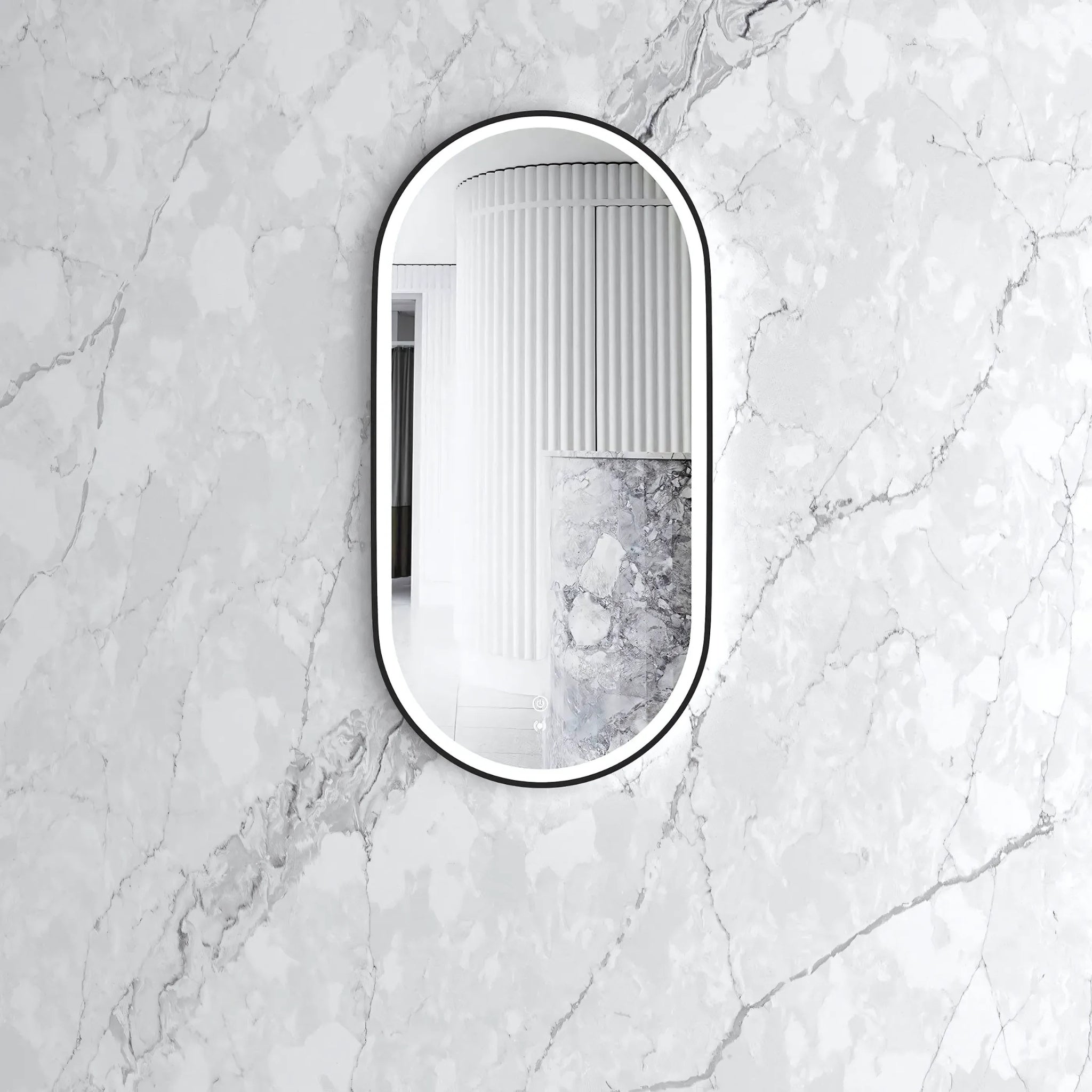 OTTI NOOSA METAL FRAMED LED MIRROR MATTE BLACK 450X900MM