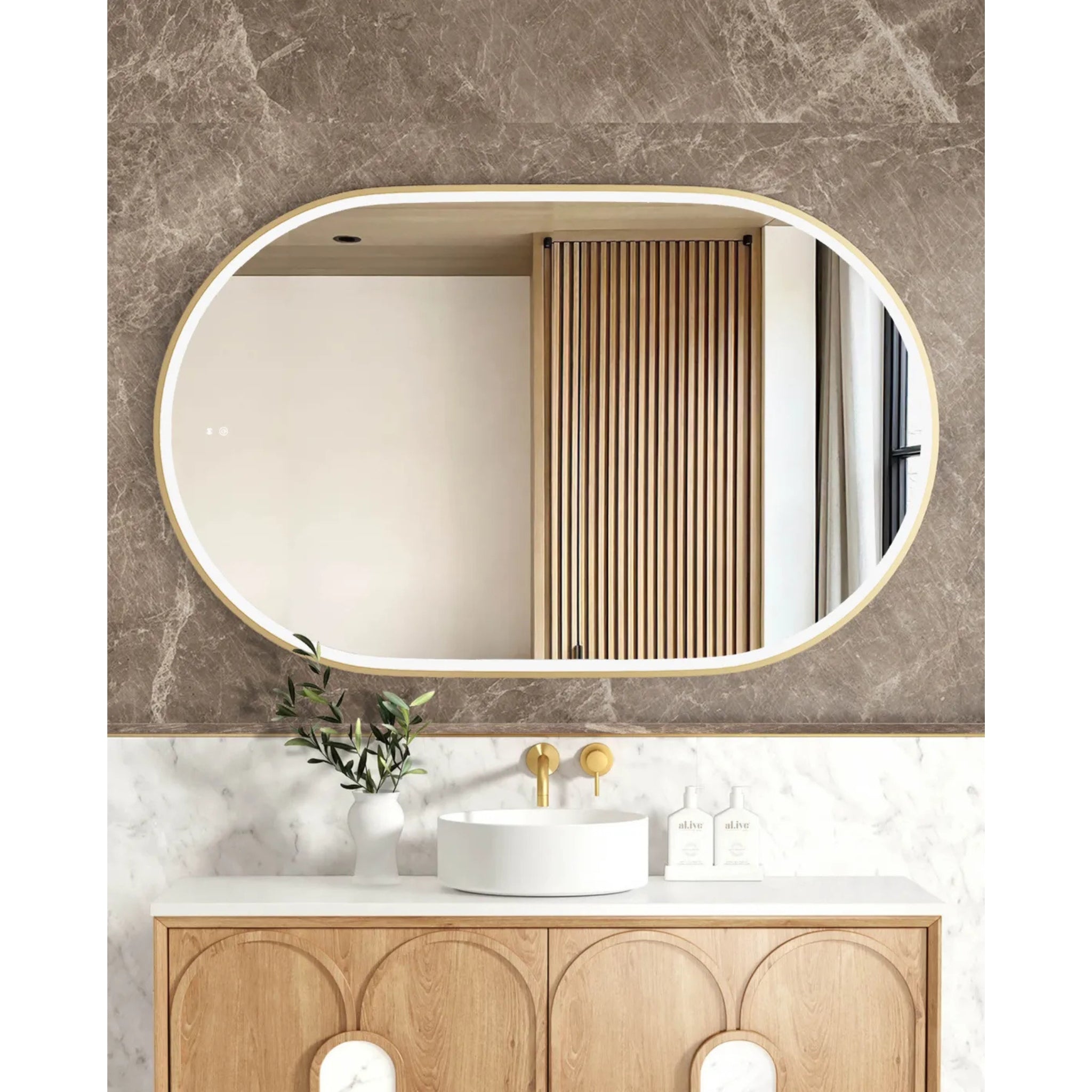 OTTI NOOSA METAL FRAMED LED MIRROR GOLD 750X1200MM
