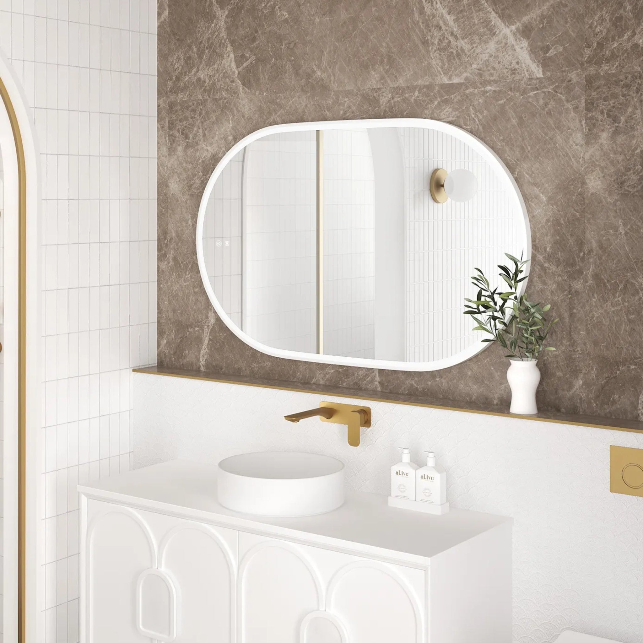 OTTI NOOSA METAL FRAMED LED MIRROR MATTE WHITE 750X1200MM