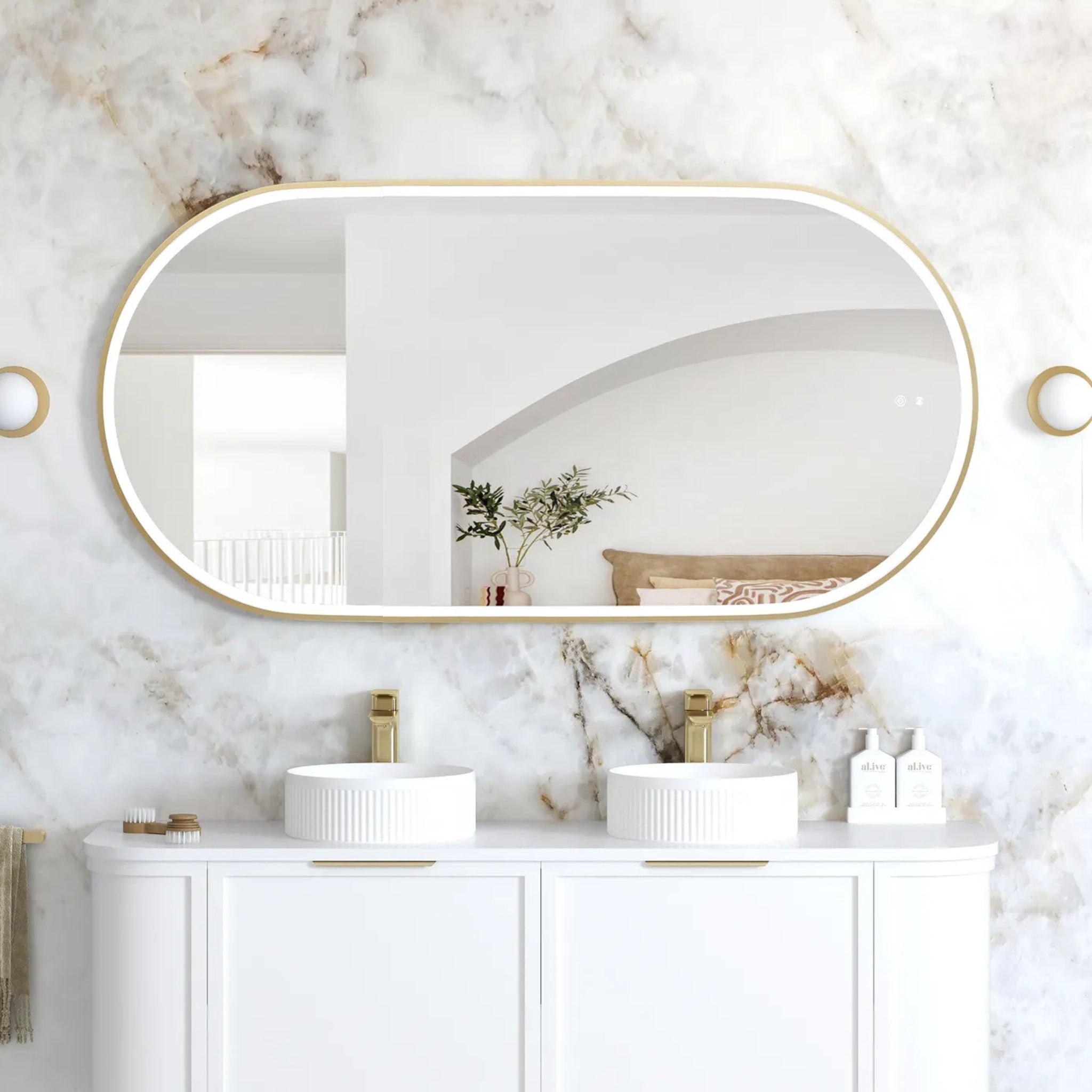 OTTI NOOSA FRAMED LED MIRROR GOLD 750X1500MM