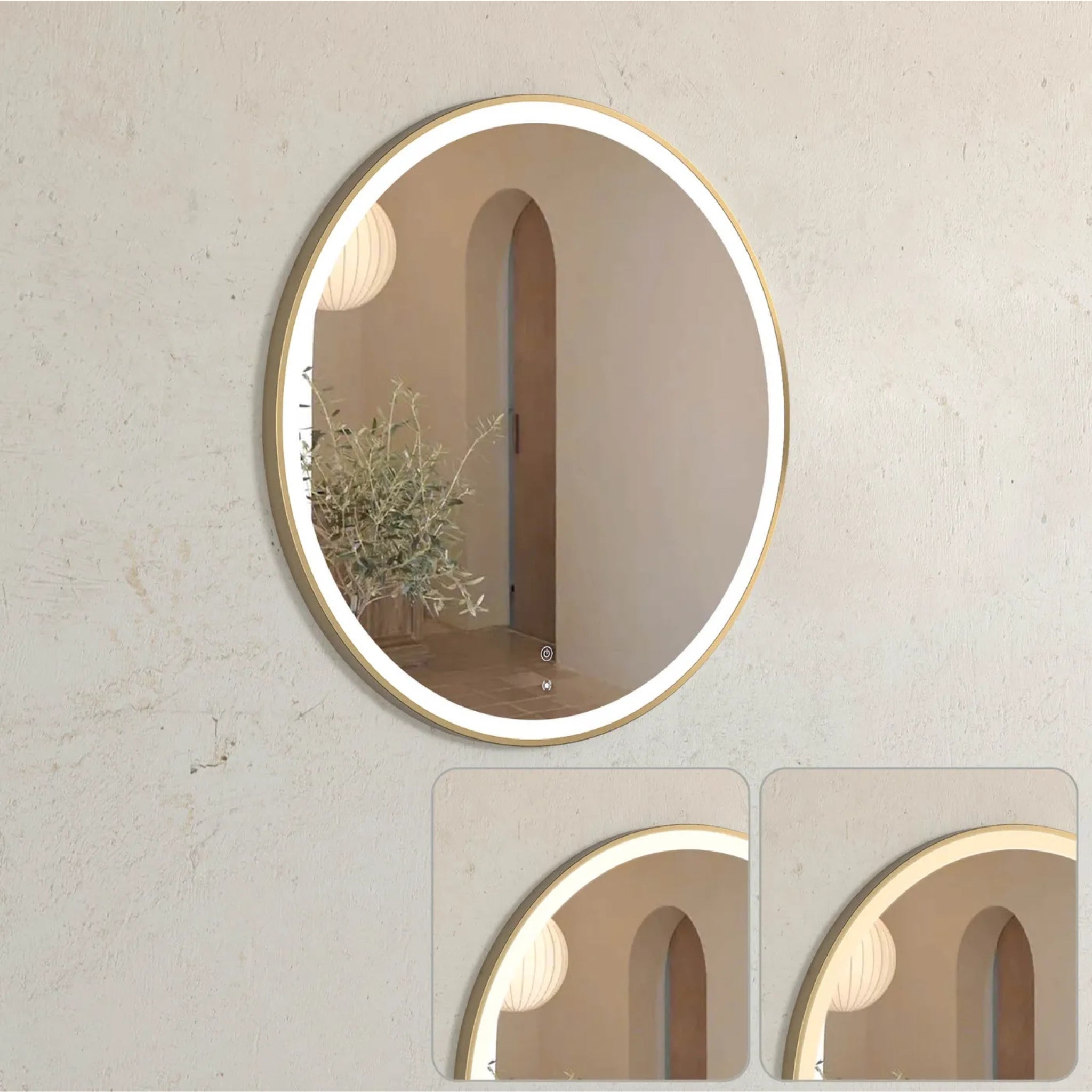 OTTI BONDI METAL FRAMED LED MIRROR GOLD 800X800MM