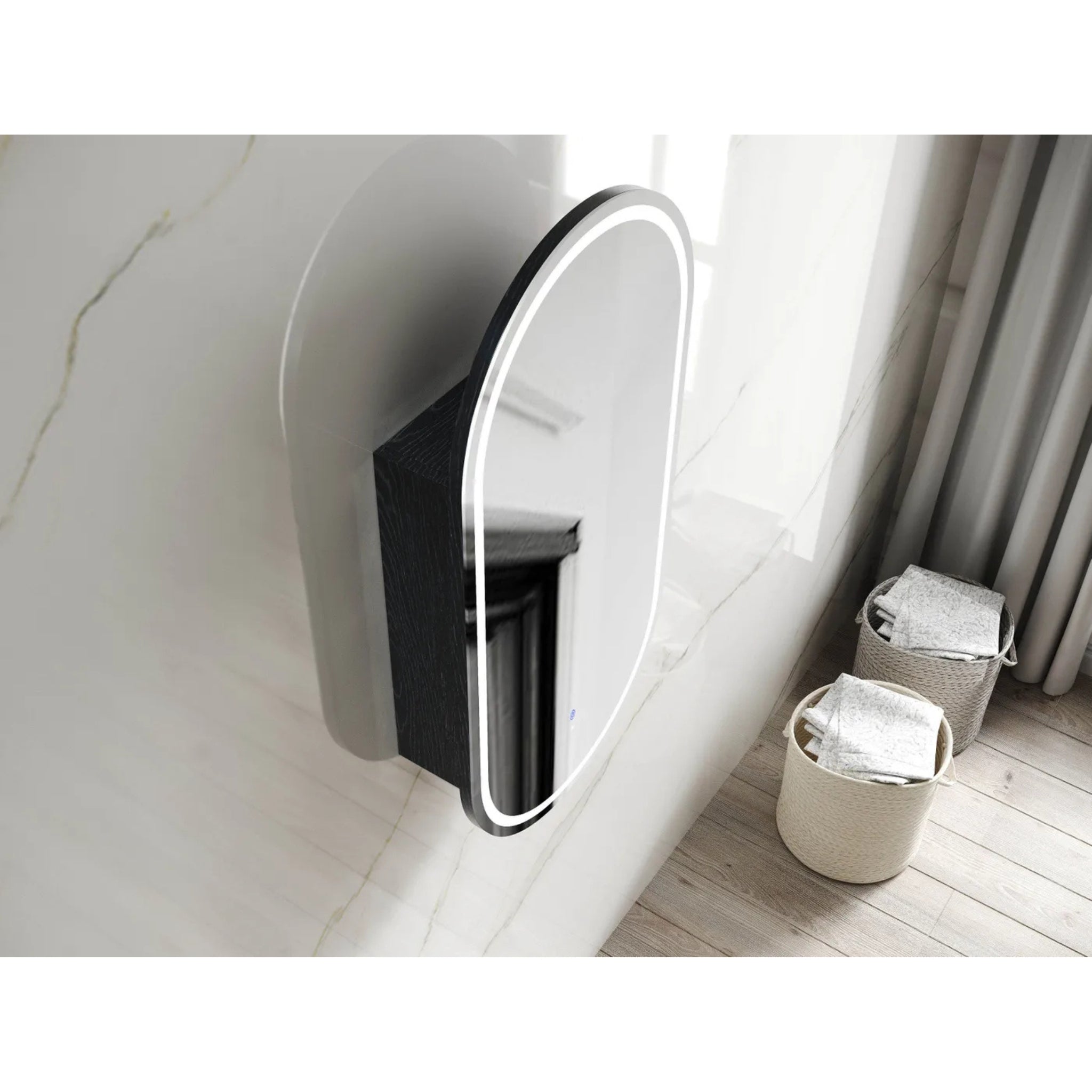 OTTI NOOSA BLACK OAK LED SHAVING CABINET WITH POWERPOINT 450X900MM