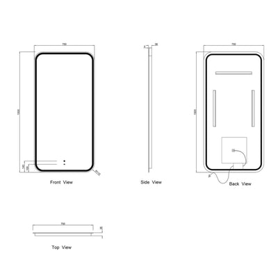 OTTI NEWPORT FRAMELESS LED MIRROR 1500X750MM
