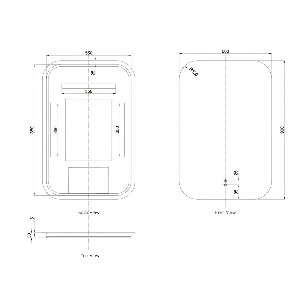 OTTI NEWPORT FRAMELESS TUFFI LED MIRROR 600X900MM
