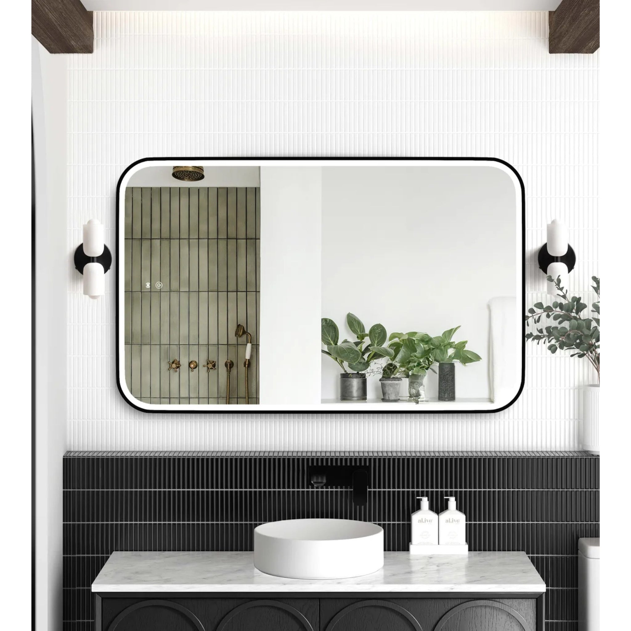 OTTI NEWPORT METAL FRAMED LED MIRROR MATTE BLACK 750X1200MM
