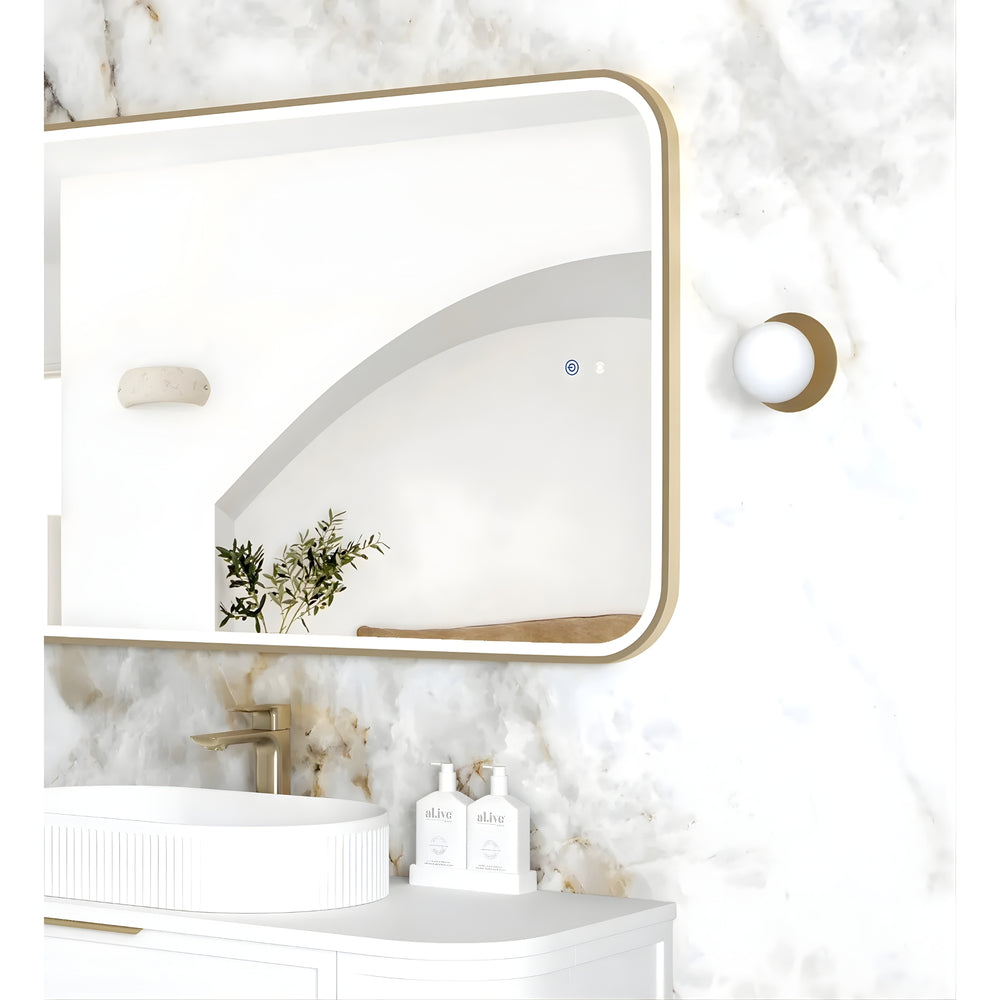 OTTI NEWPORT METAL FRAMED LED MIRROR BRUSHED GOLD 750X1200MM