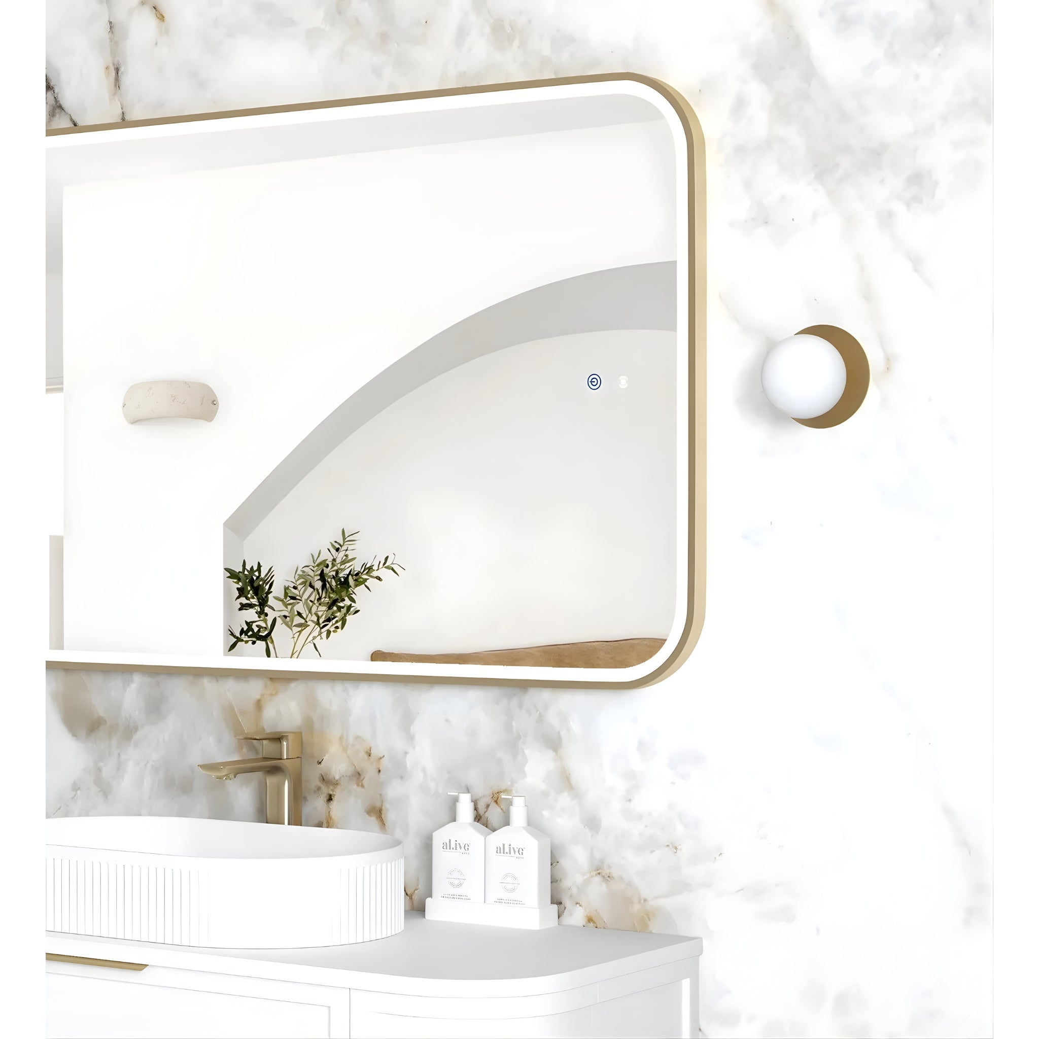 OTTI NEWPORT METAL FRAMED LED MIRROR BRUSHED GOLD 750X1200MM