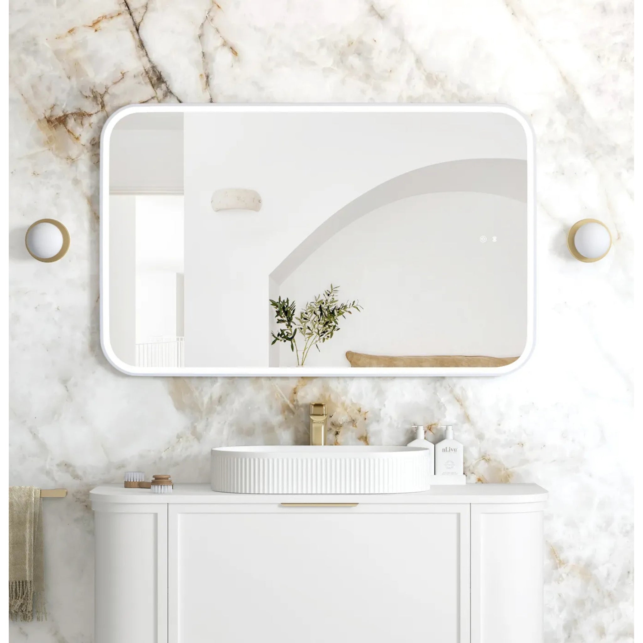 OTTI NEWPORT METAL FRAMED LED MIRROR MATTE WHITE 750X1200MM
