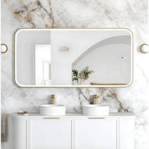 OTTI NEWPORT METAL FRAMED LED MIRROR BRUSHED GOLD 1500X750MM