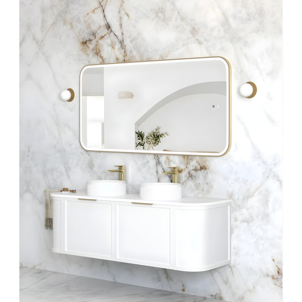 OTTI NEWPORT METAL FRAMED LED MIRROR 3 COLOUR LIGHTS BRUSHED GOLD 1500X750MM