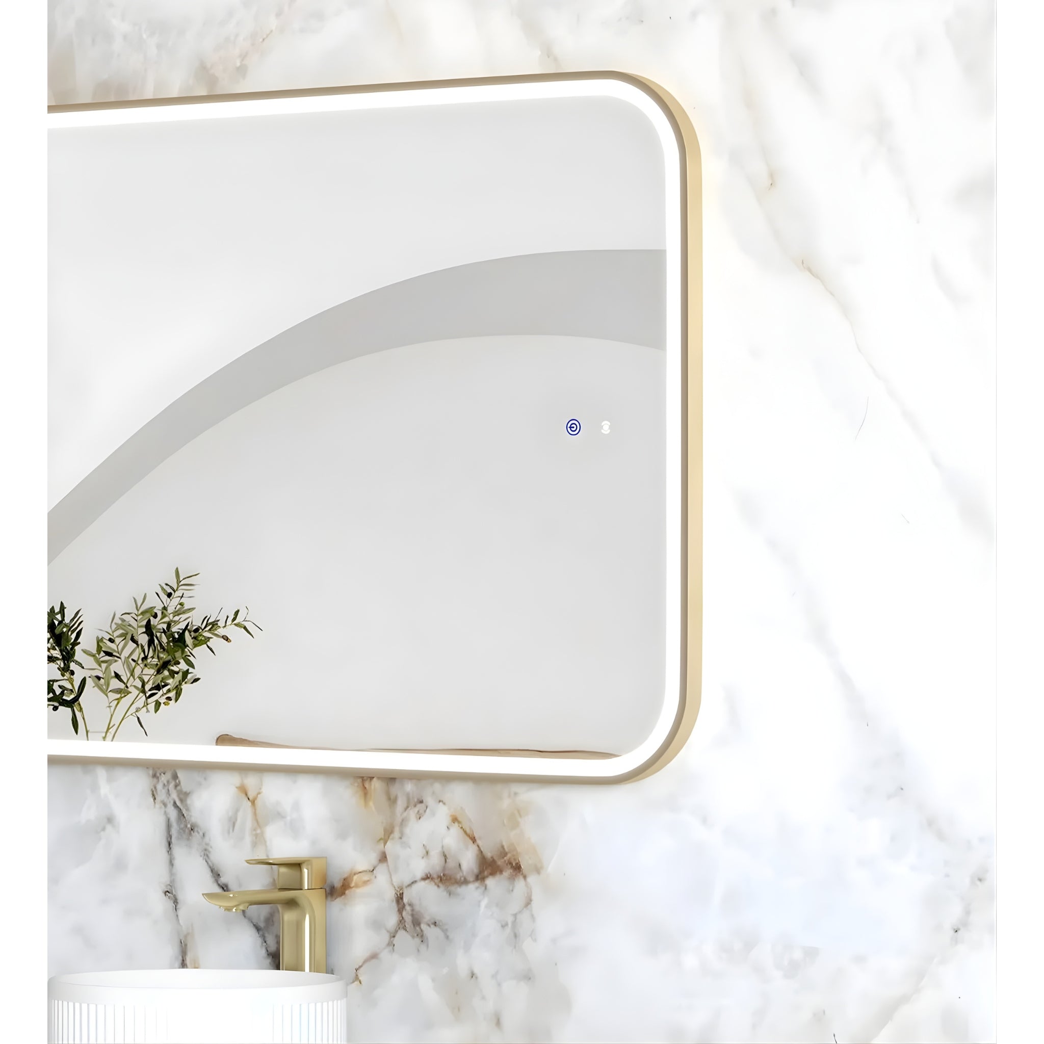 OTTI NEWPORT METAL FRAMED LED MIRROR BRUSHED GOLD 1500X750MM
