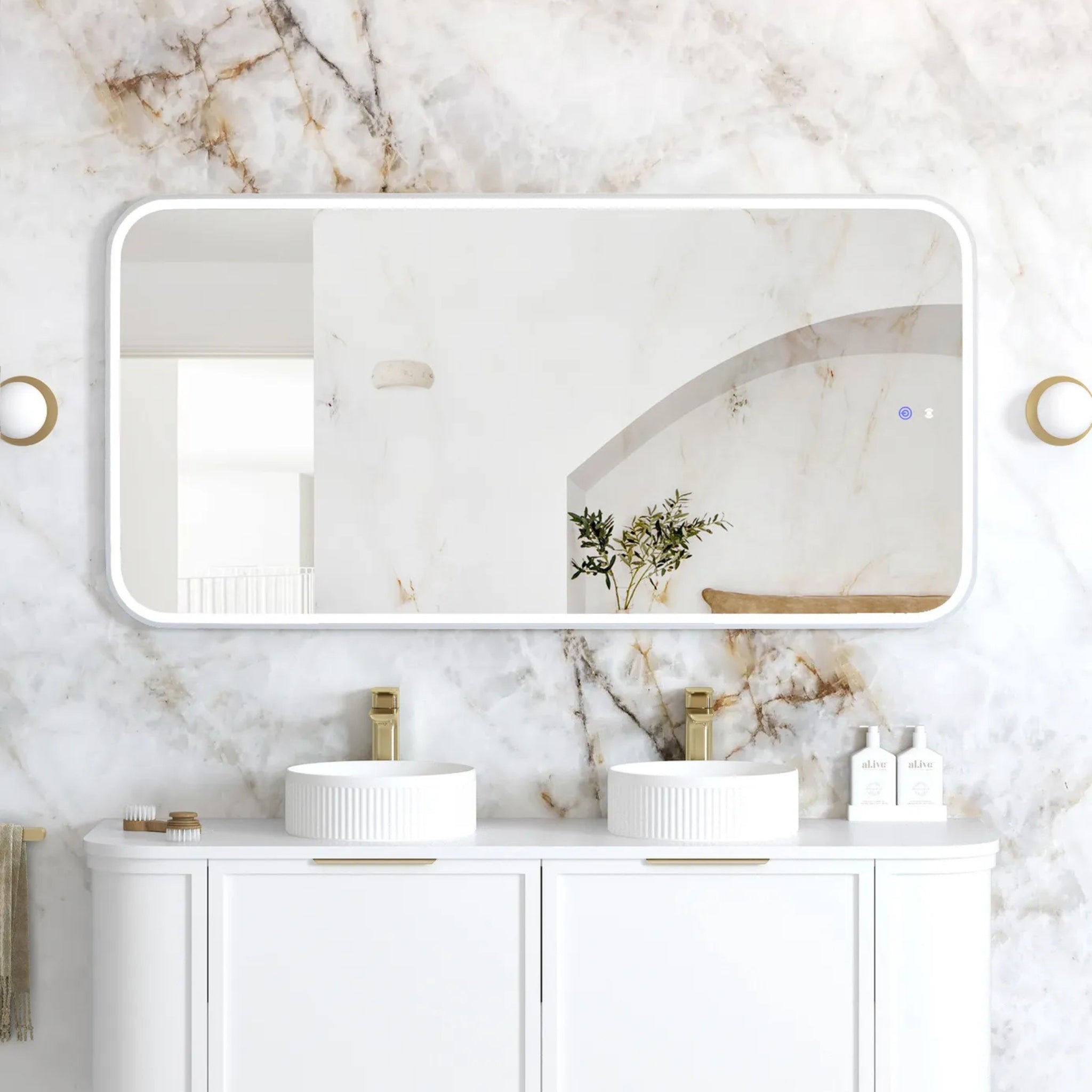 OTTI NEWPORT METAL FRAMED LED MIRROR WHITE 1500X750MM