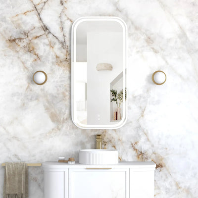 OTTI NEWPORT METAL FRAMED LED MIRROR WHITE 450X900MM