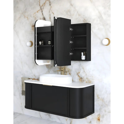 OTTI NEWPORT BLACK OAK LED SHAVING CABINET WITH POWERPOINT 1200X750MM