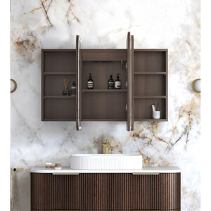 OTTI NEWPORT SABLE WALNUT LED SHAVING CABINET WITH POWERPOINT 3 COLOUR LIGHTS 1200X750MM