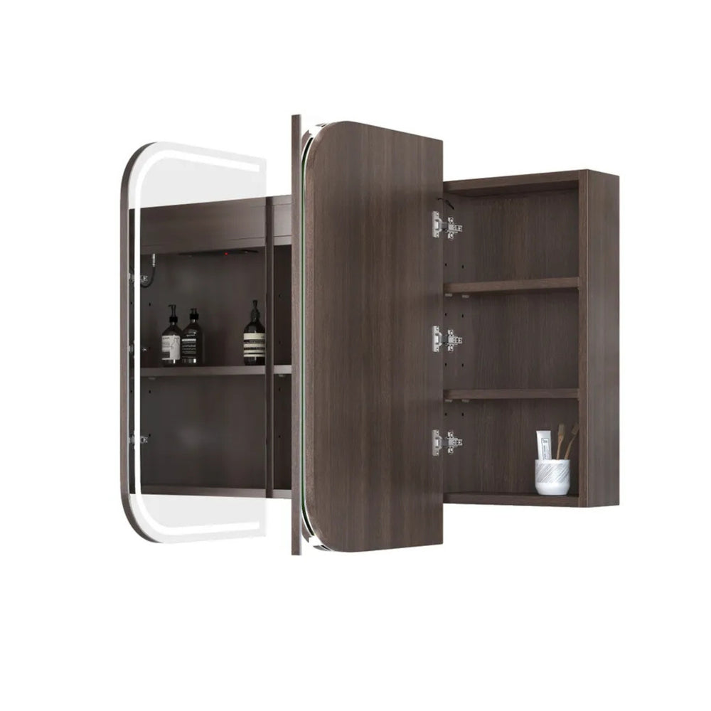 OTTI NEWPORT SABLE WALNUT LED SHAVING CABINET WITH POWERPOINT 3 COLOUR LIGHTS 1200X750MM