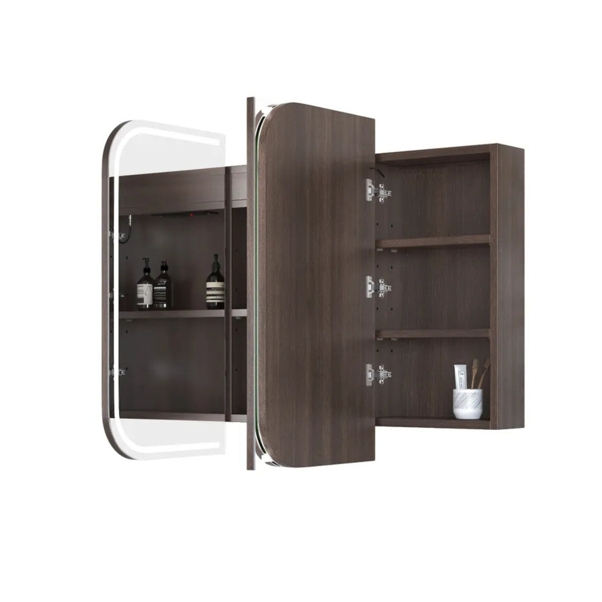 OTTI NEWPORT SABLE WALNUT LED SHAVING CABINET WITH POWERPOINT 3 COLOUR LIGHTS 1200X750MM