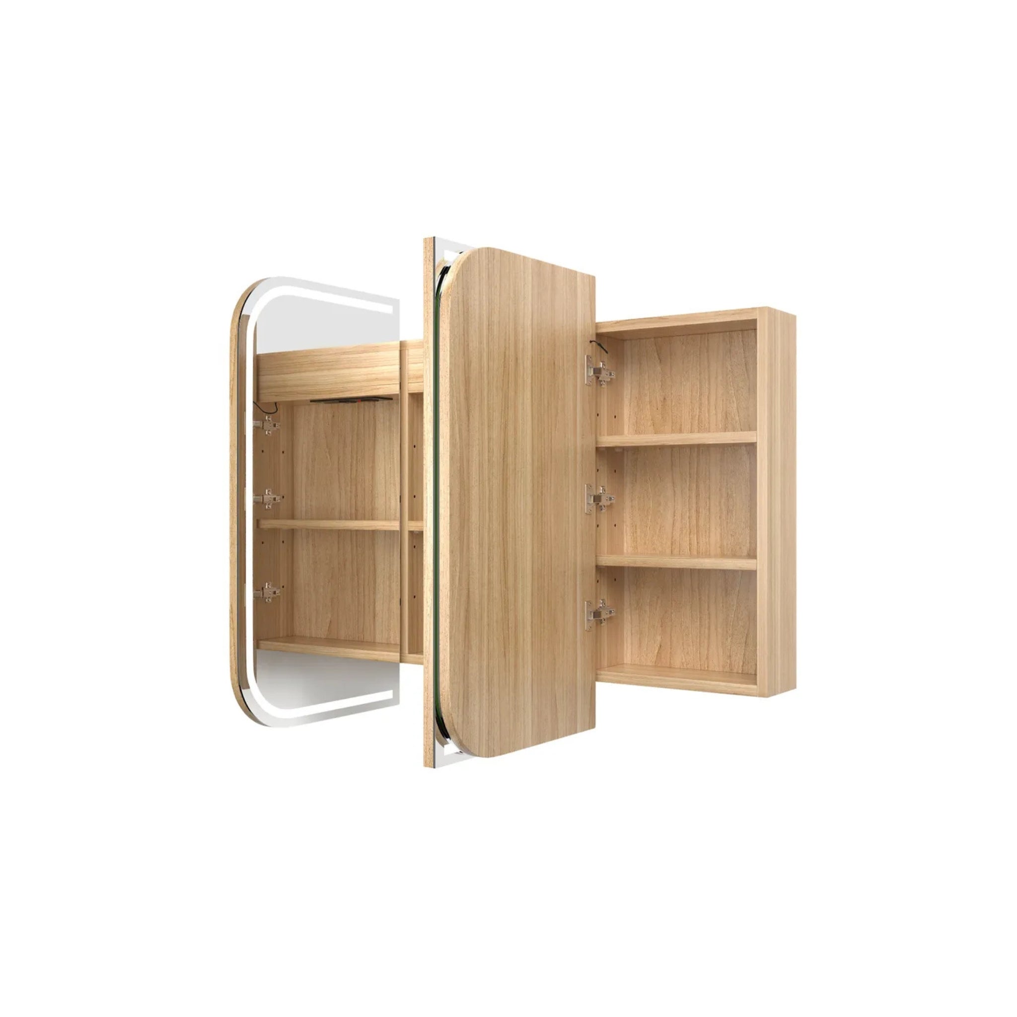 OTTI NEWPORT WOODLAND OAK LED SHAVING CABINET WITH POWERPOINT 3 COLOUR LIGHTS 1200X750MM