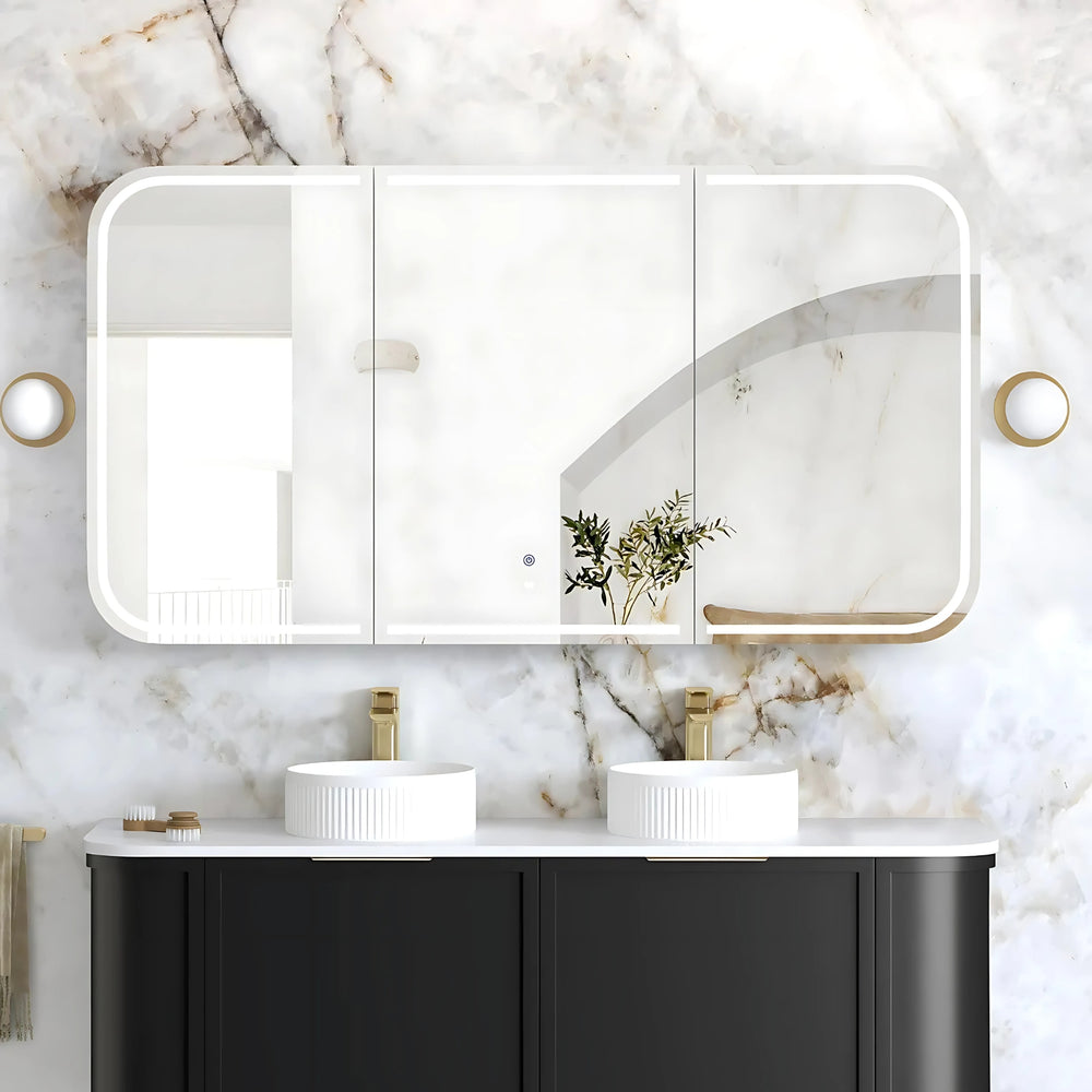 OTTI NEWPORT BLACK OAK LED SHAVING CABINET WITH POWERPOINT 1500X750MM