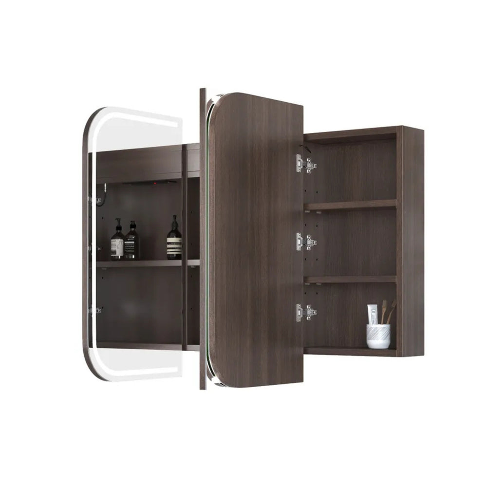 OTTI NEWPORT SABLE WALNUT LED SHAVING CABINET WITH POWERPOINT 3 COLOUR LIGHTS 1500X750MM