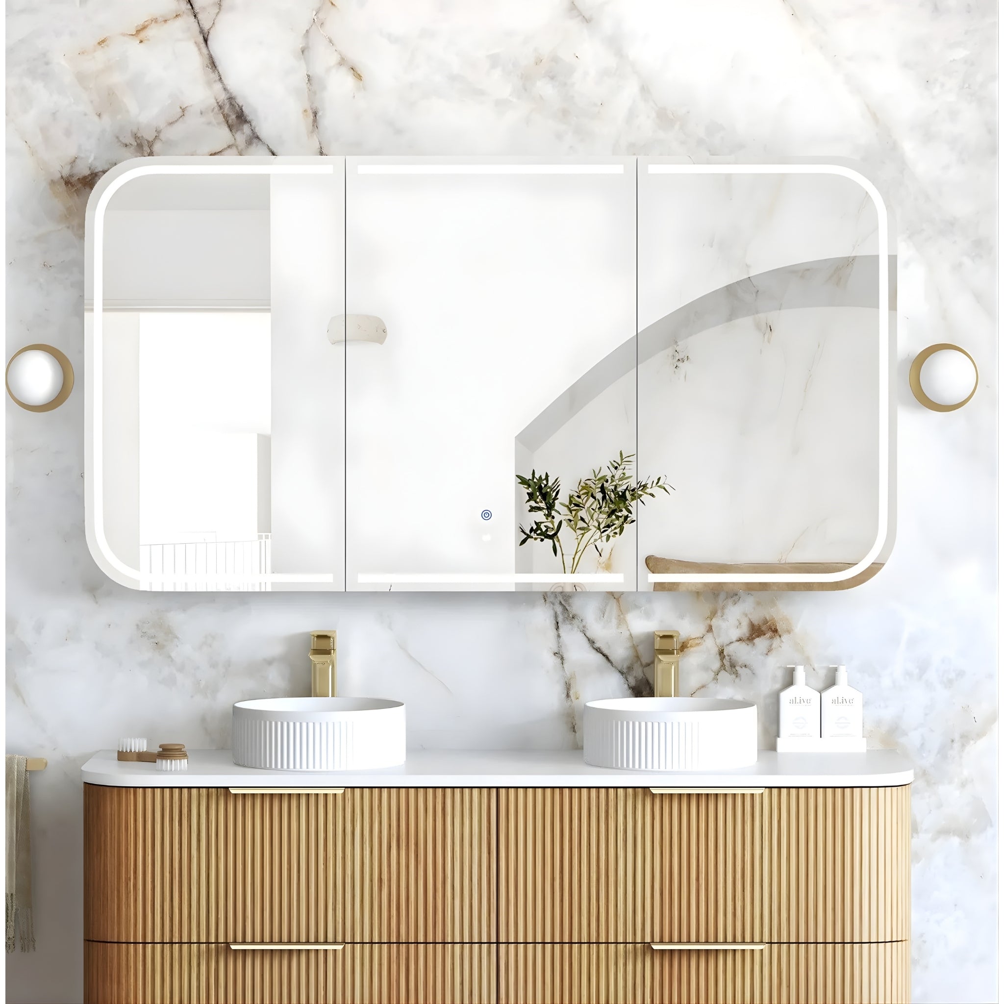 OTTI NEWPORT WOODLAND OAK LED SHAVING CABINET WITH POWERPOINT 1500X750MM